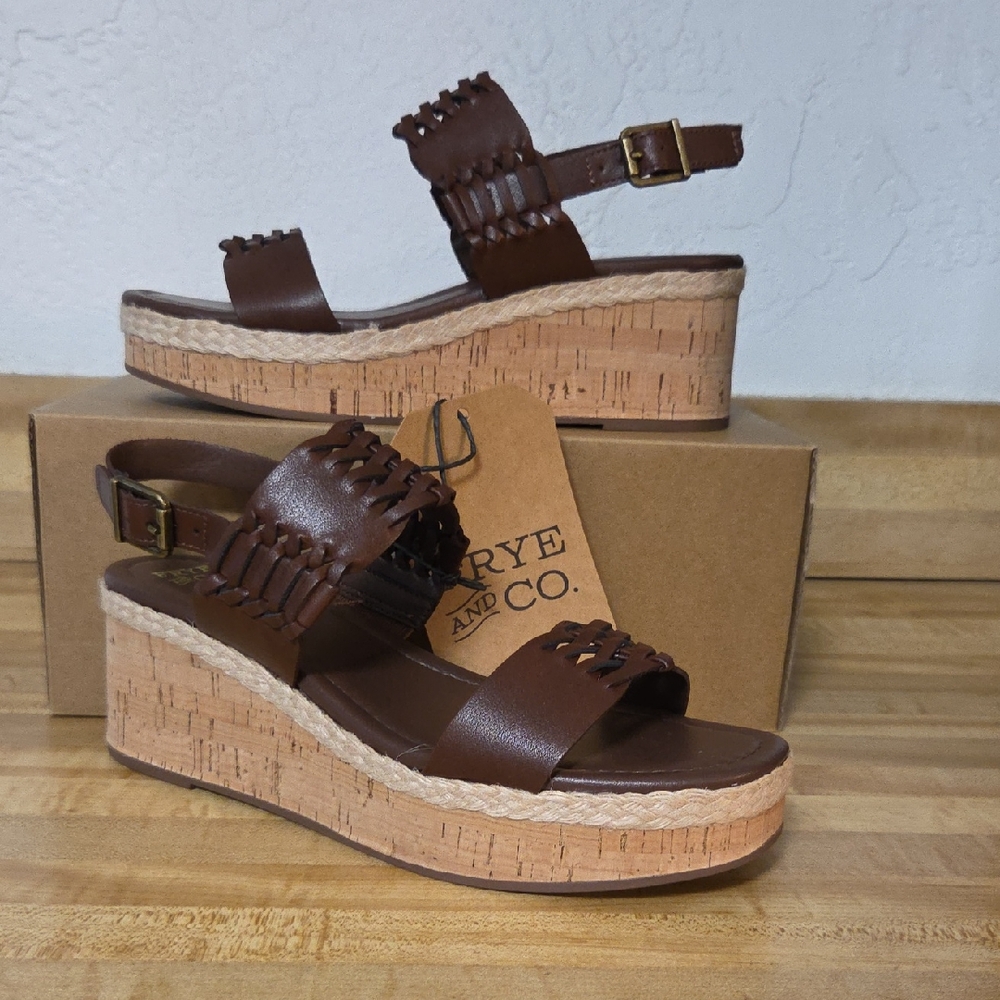 NWT "FRYE & CO." Lavish Wedge Cork Platform Espadrille Woman's Sandals 7M or 8M